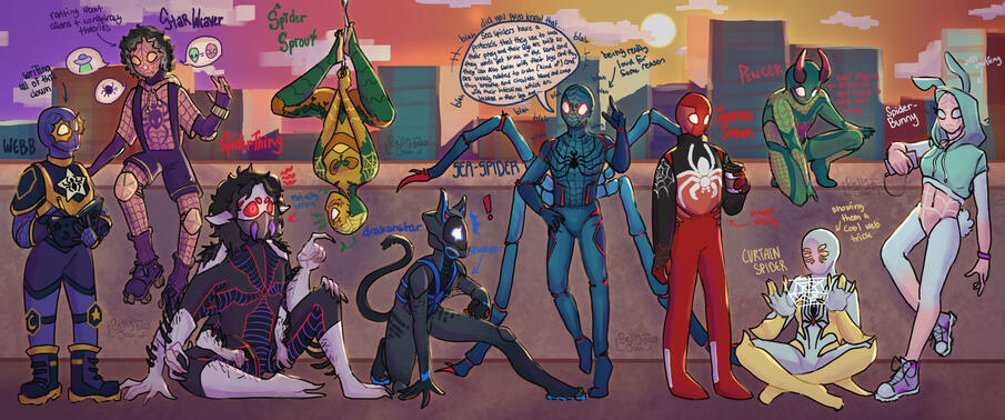 Spidersona themed AF Mass Attack! Respective credits for OCs can be found here